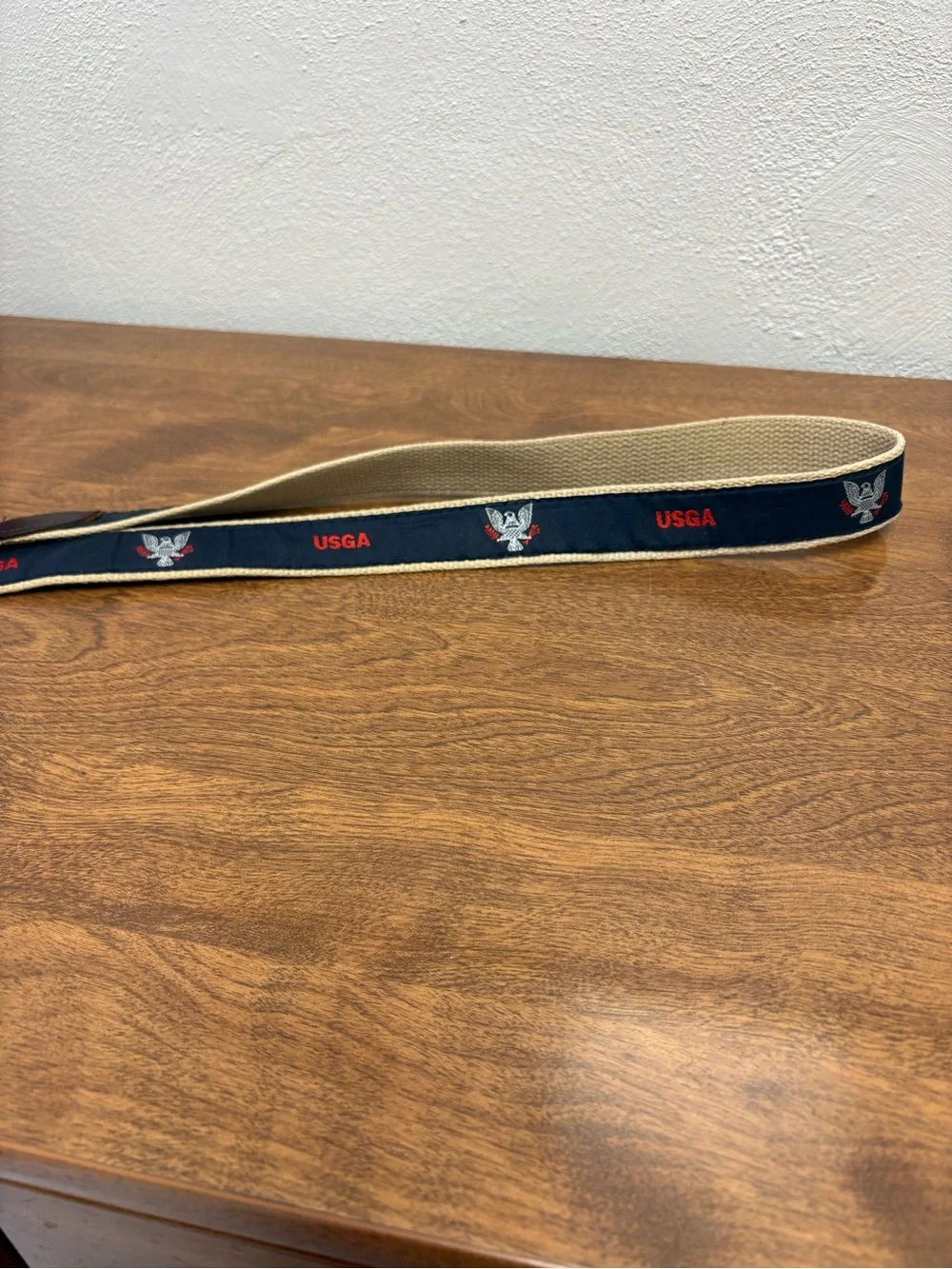 Vtg USGA Eagle Needlepoint Canvas Belt Cape Cod Mfg Golf Country Club Style L 38